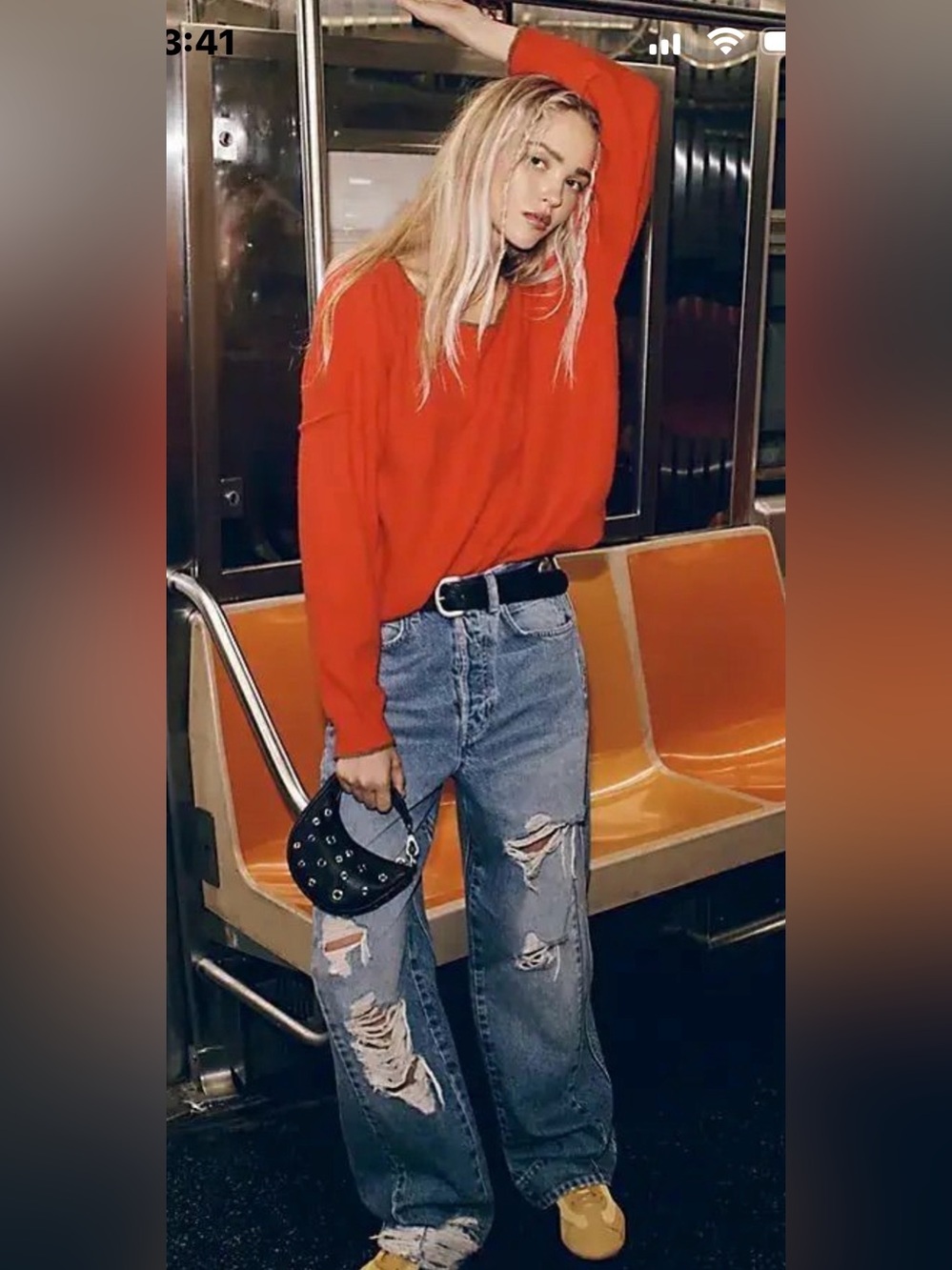 Free People / WE THE FREE Low Rise Straight Curve Jeans Torn to Pieces NWT - Picture 2 of 6